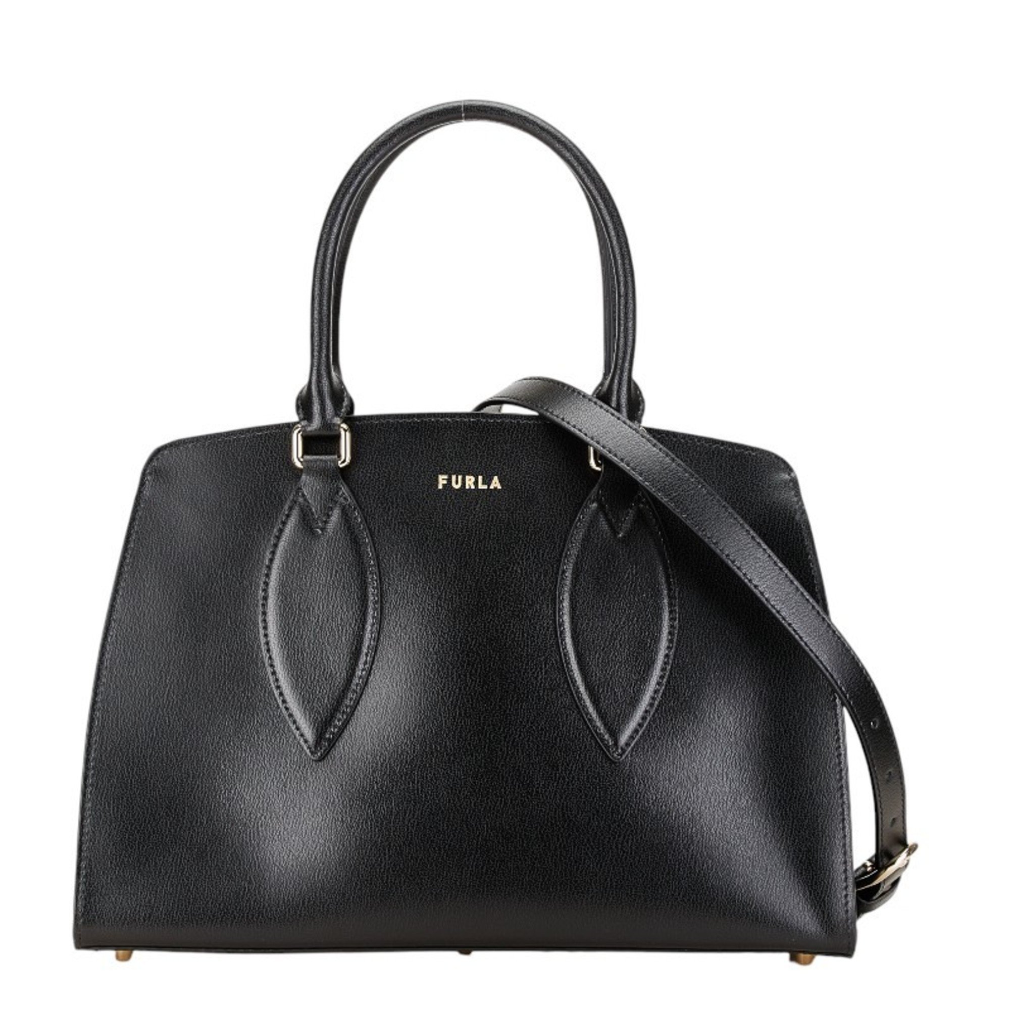 Furla Doris Nero Handbag Shoulder Bag Black Leather Women's