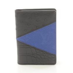 Louis Vuitton LOUIS VUITTON Organizer de Poche Business Card Holder/Card Case Leather Men's Black Blue N81400