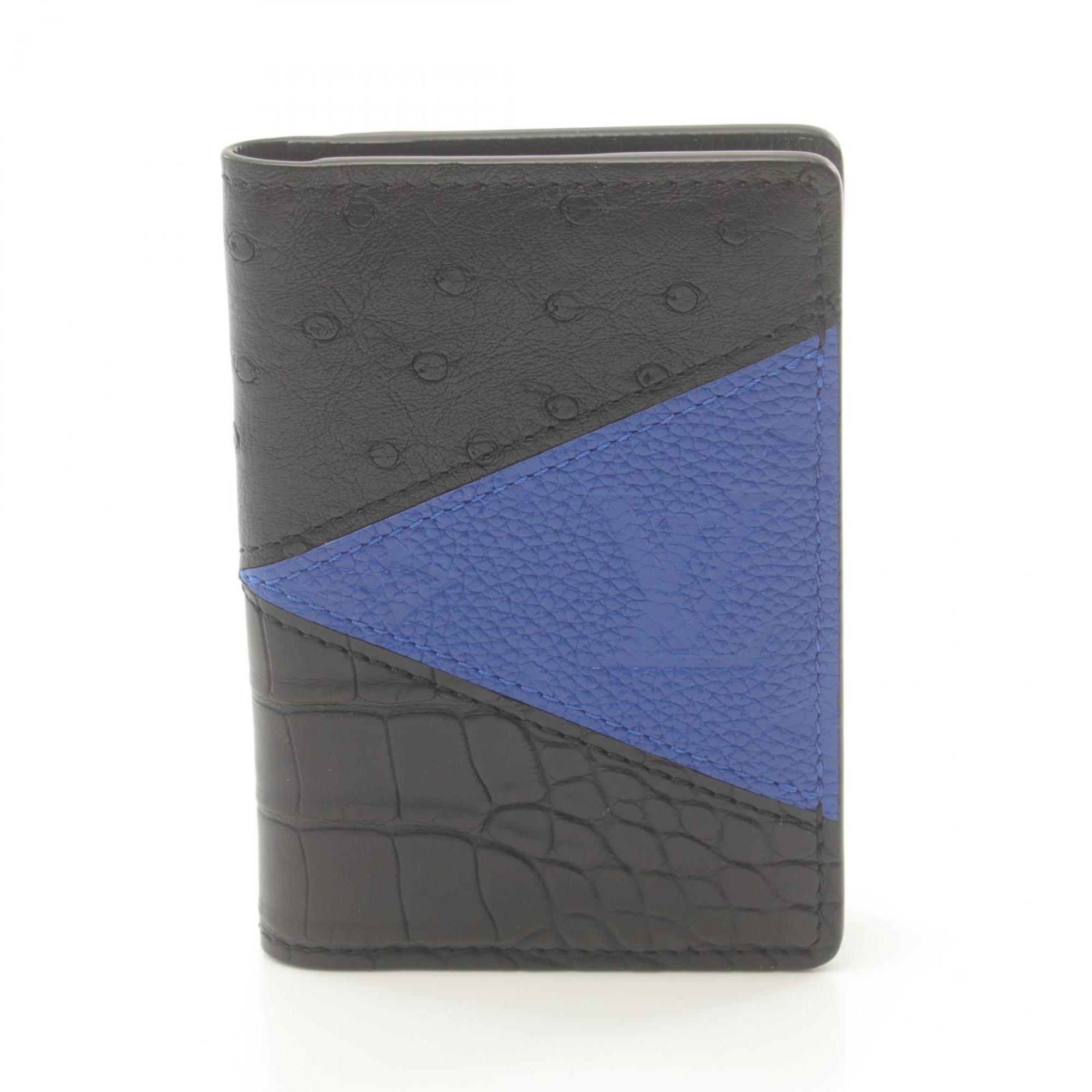 Louis Vuitton LOUIS VUITTON Organizer de Poche Business Card Holder/Card Case Leather Men's Black Blue N81400