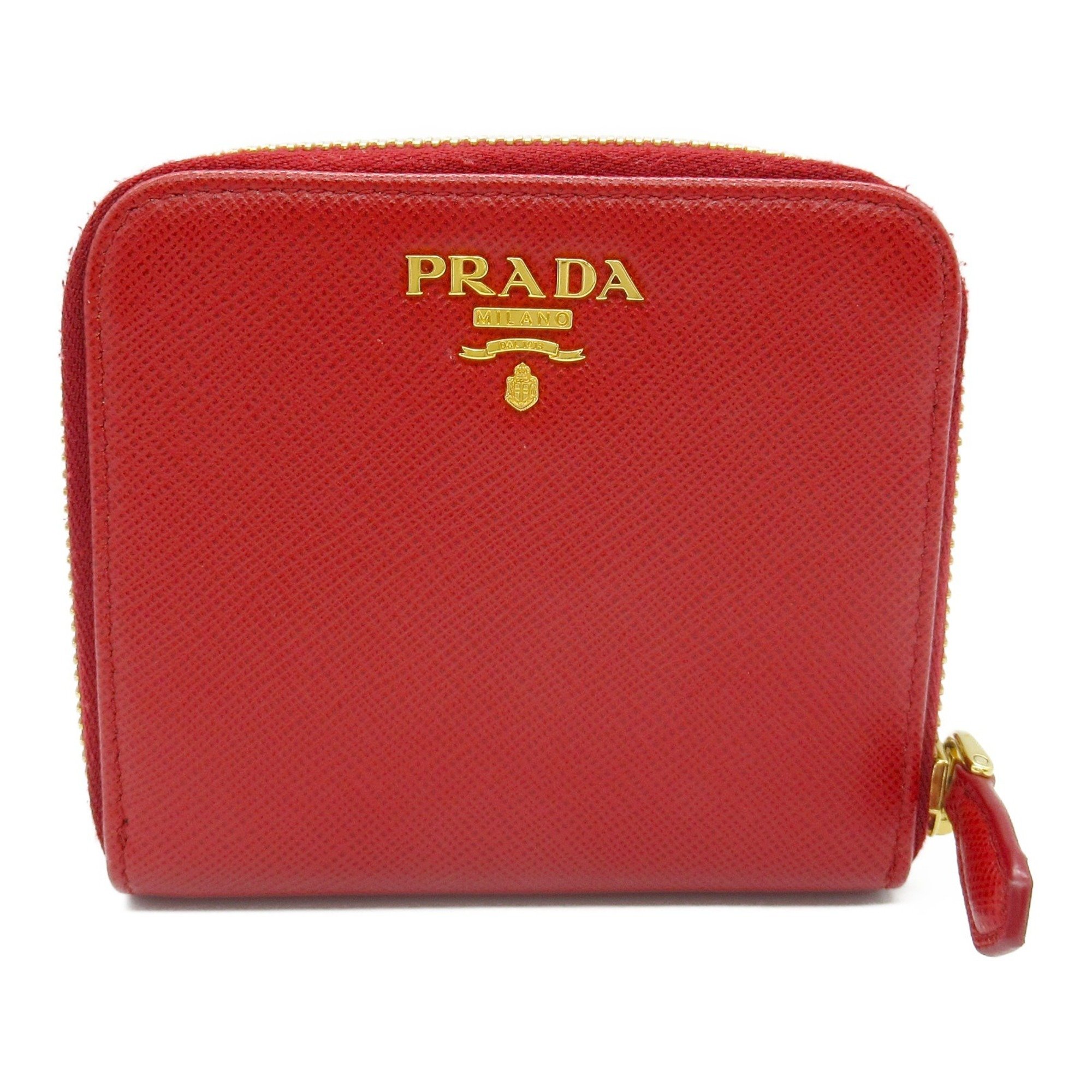 PRADA Bi-fold wallet, Saffiano leather, women's, red