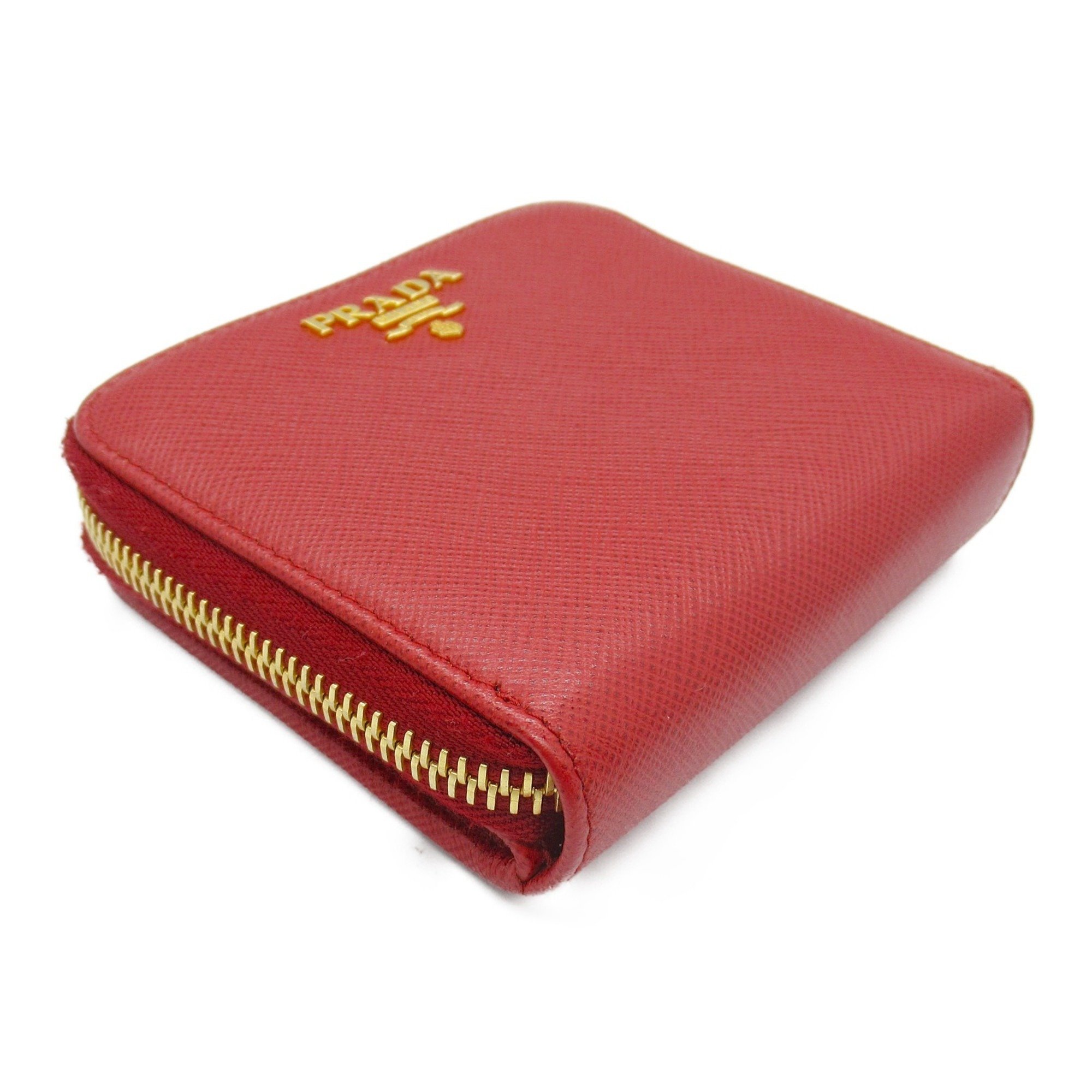 PRADA Bi-fold wallet, Saffiano leather, women's, red