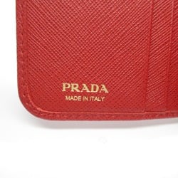 PRADA Bi-fold wallet, Saffiano leather, women's, red