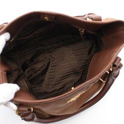 PRADA handbag, nylon, leather, women's, brown