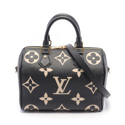 Louis Vuitton Speedy Bandouliere 25 Bicolor Monogram Empreinte Handbag Bag Coated Canvas Leather Women's Black Beige M58947