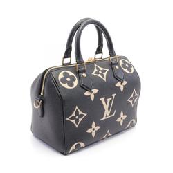 Louis Vuitton Speedy Bandouliere 25 Bicolor Monogram Empreinte Handbag Bag Coated Canvas Leather Women's Black Beige M58947