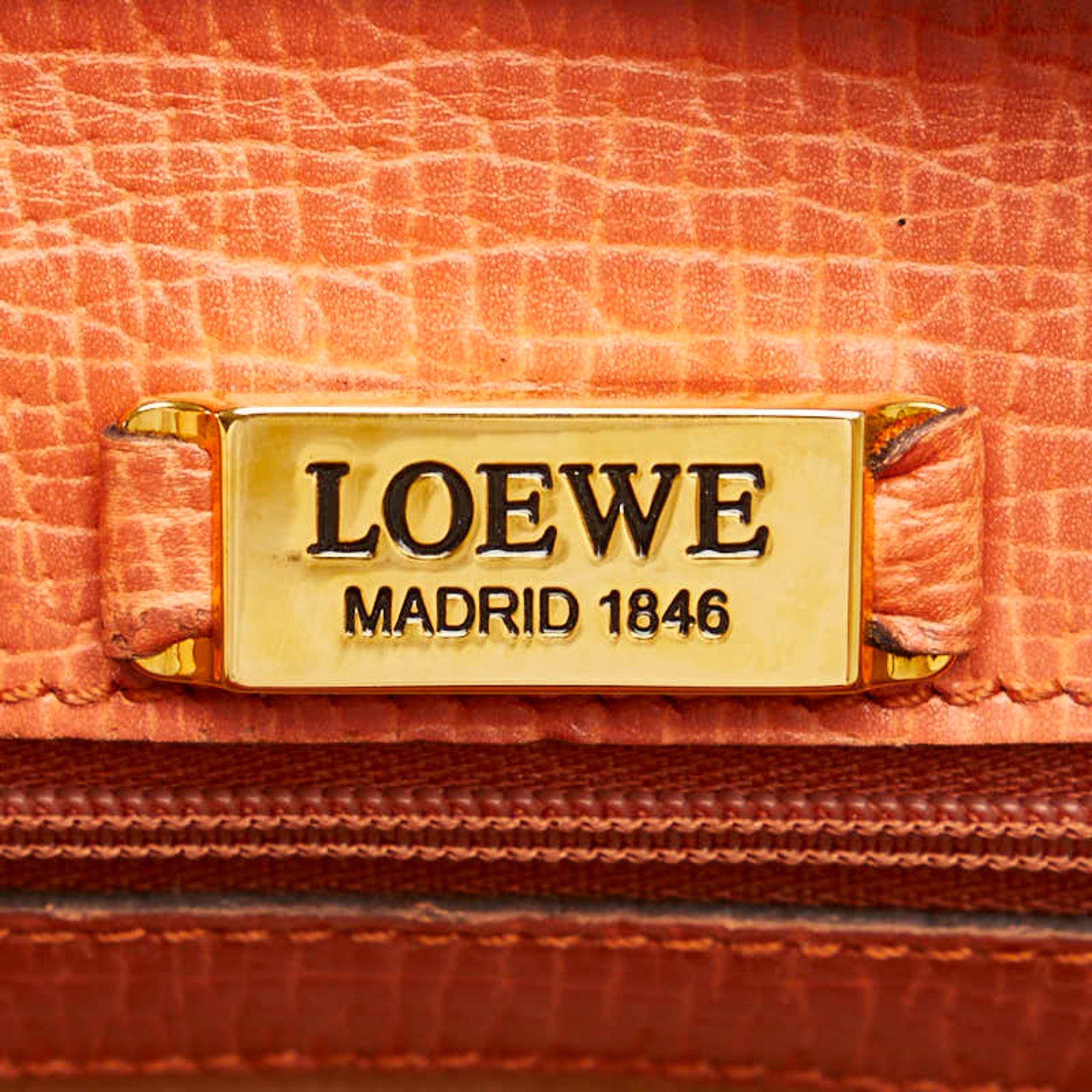 LOEWE Barcelona Handbag Shoulder Bag Orange Leather Women's