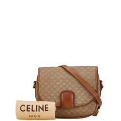 Celine Macadam Shoulder Bag Beige Brown PVC Leather Women's CELINE