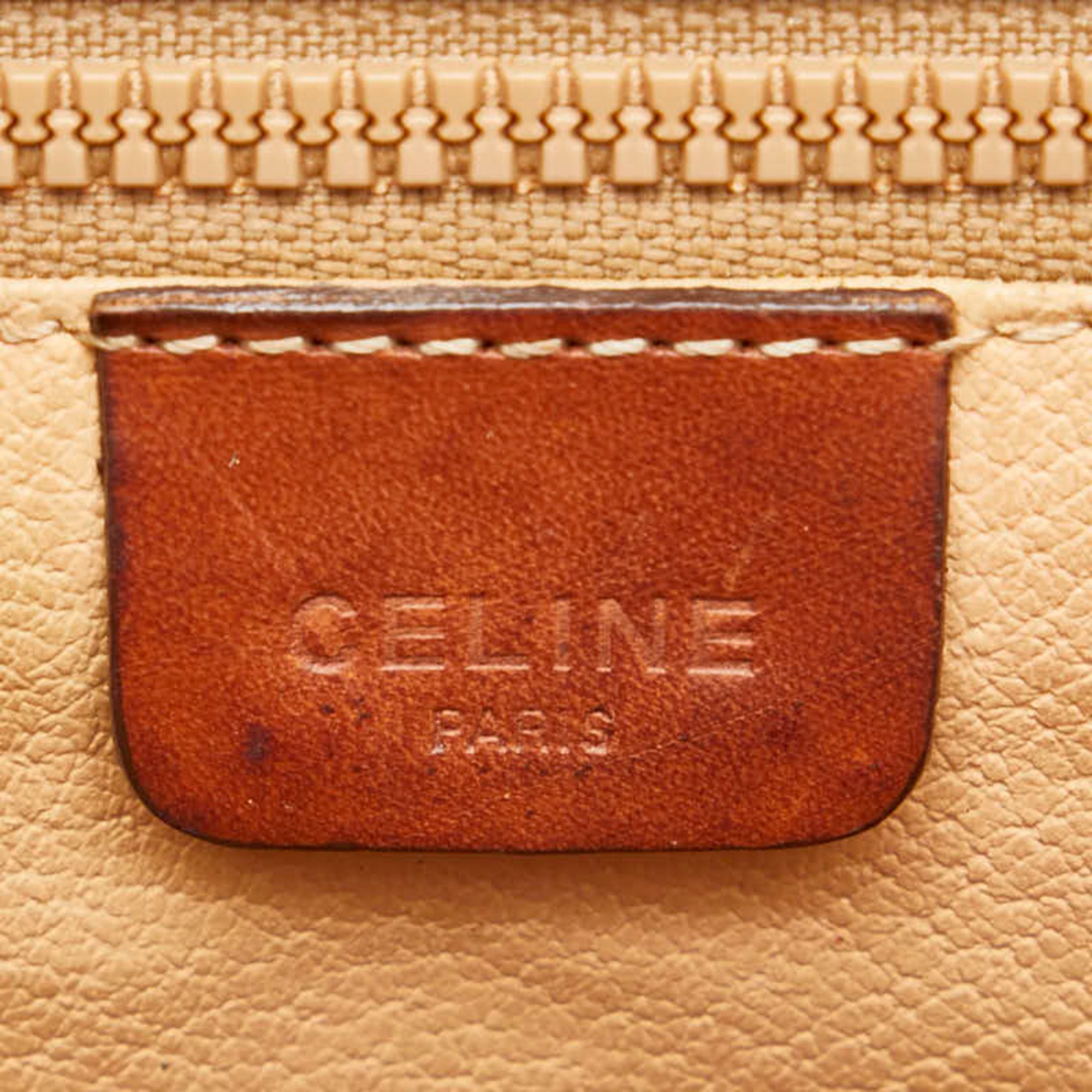 Celine Macadam Shoulder Bag Beige Brown PVC Leather Women's CELINE