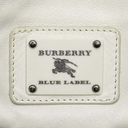 Burberry Blue Label Plate Shoulder Bag White Leather Women's BURBERRY BLUE LABEL