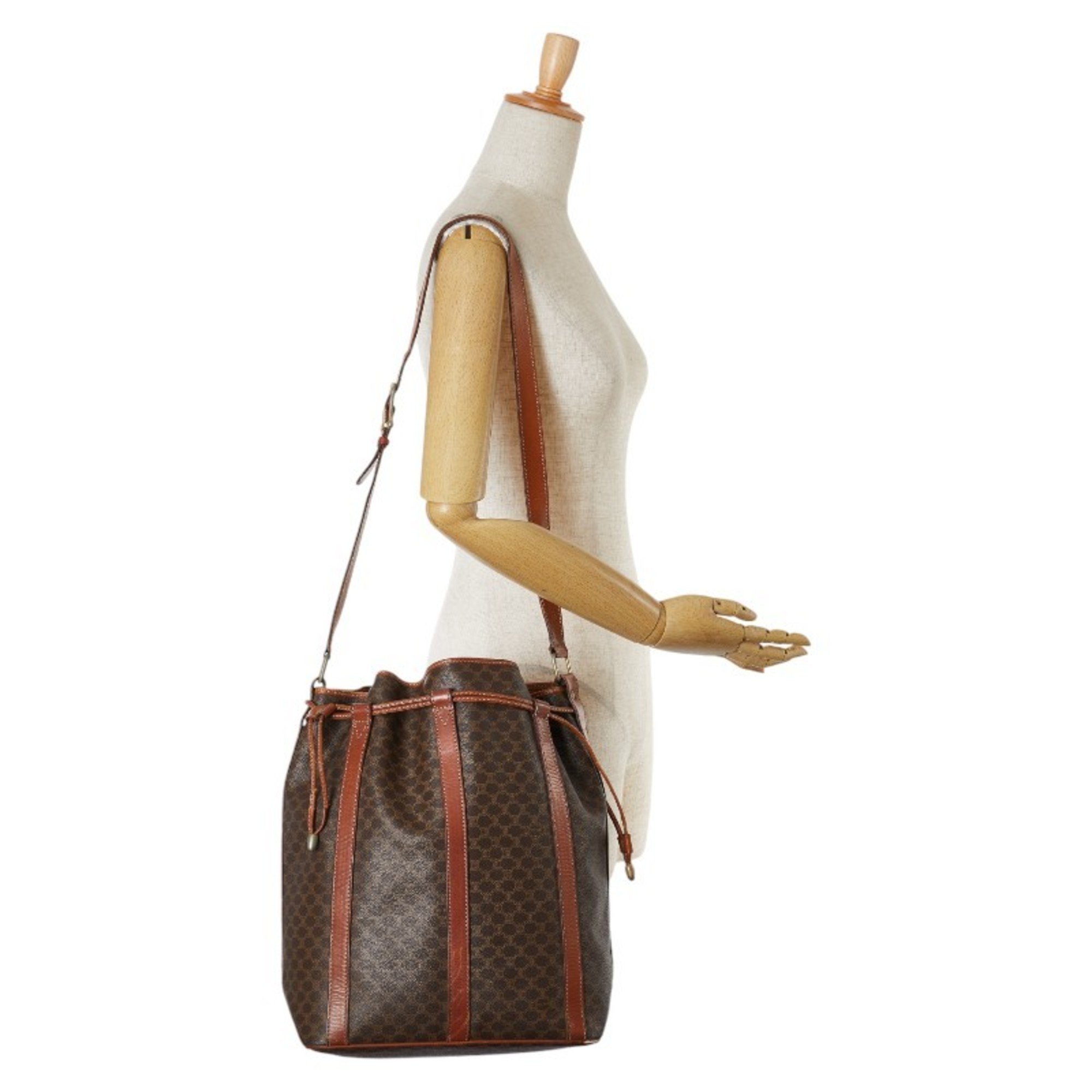 Celine Macadam Shoulder Bag Brown PVC Leather Women's CELINE