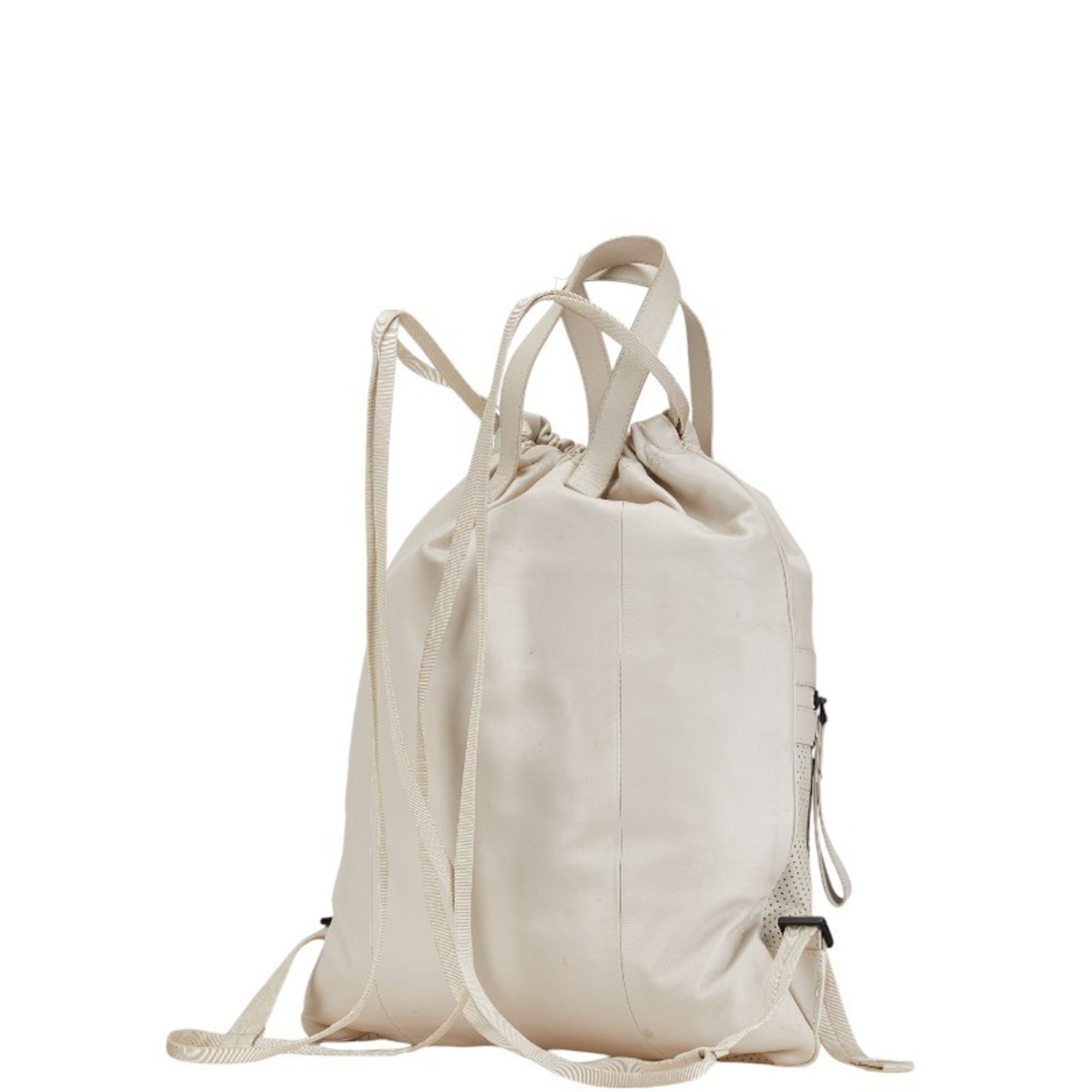 Bottega Veneta Perforated Leggero Backpack Ivory White Leather Women's BOTTEGAVENETA