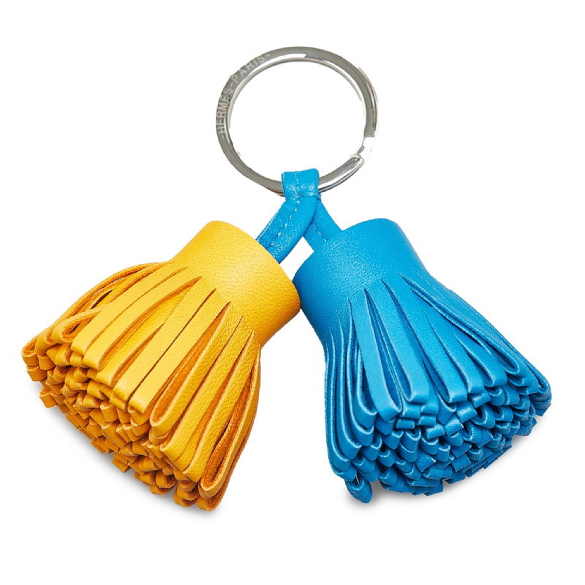 Hermes Carmen Tassel Bag Charm Keychain Blue Yellow Anjou Milo Women's HERMES