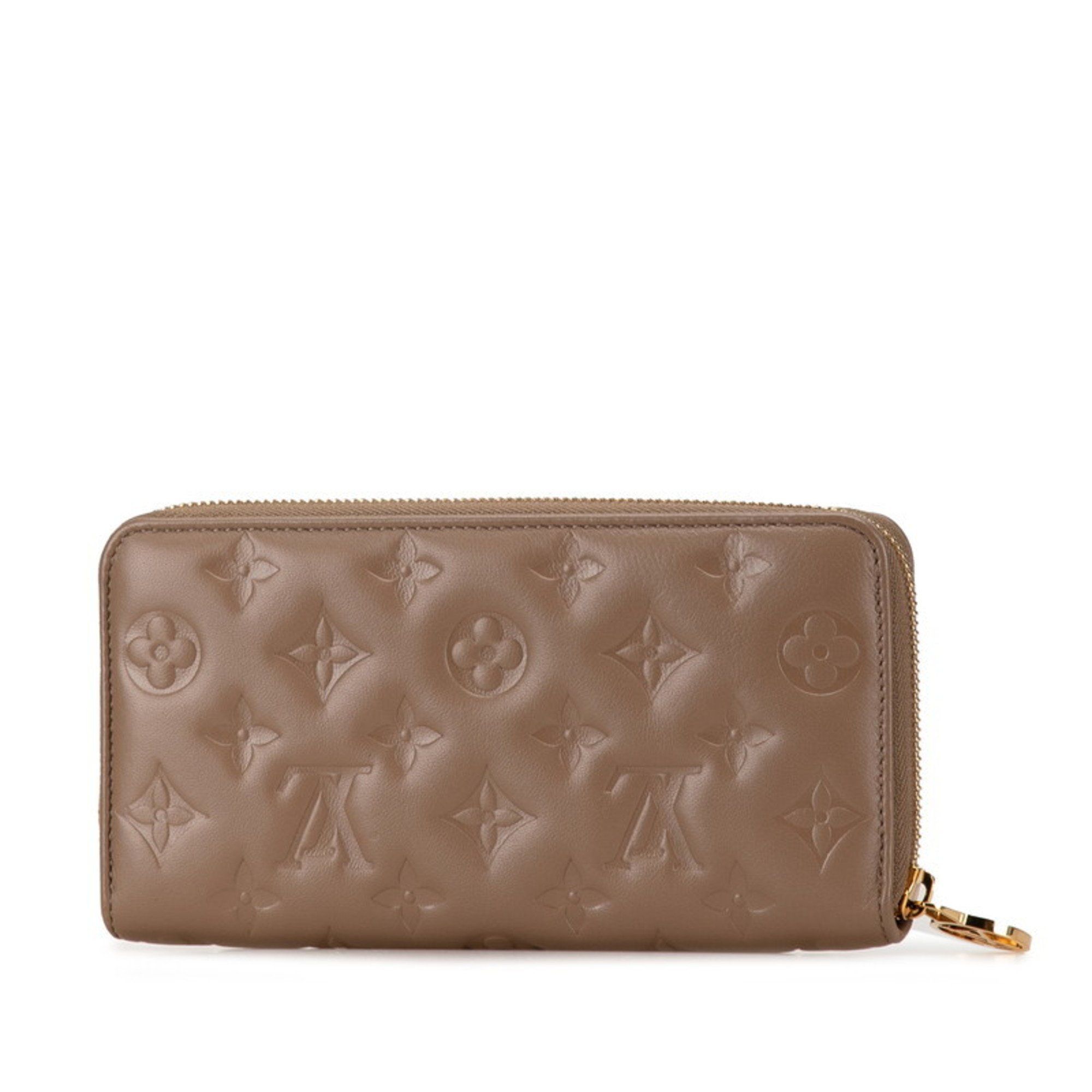 Louis Vuitton Monogram Embossed Zippy Wallet Long M81511 Taupe Beige Lambskin Women's LOUIS VUITTON