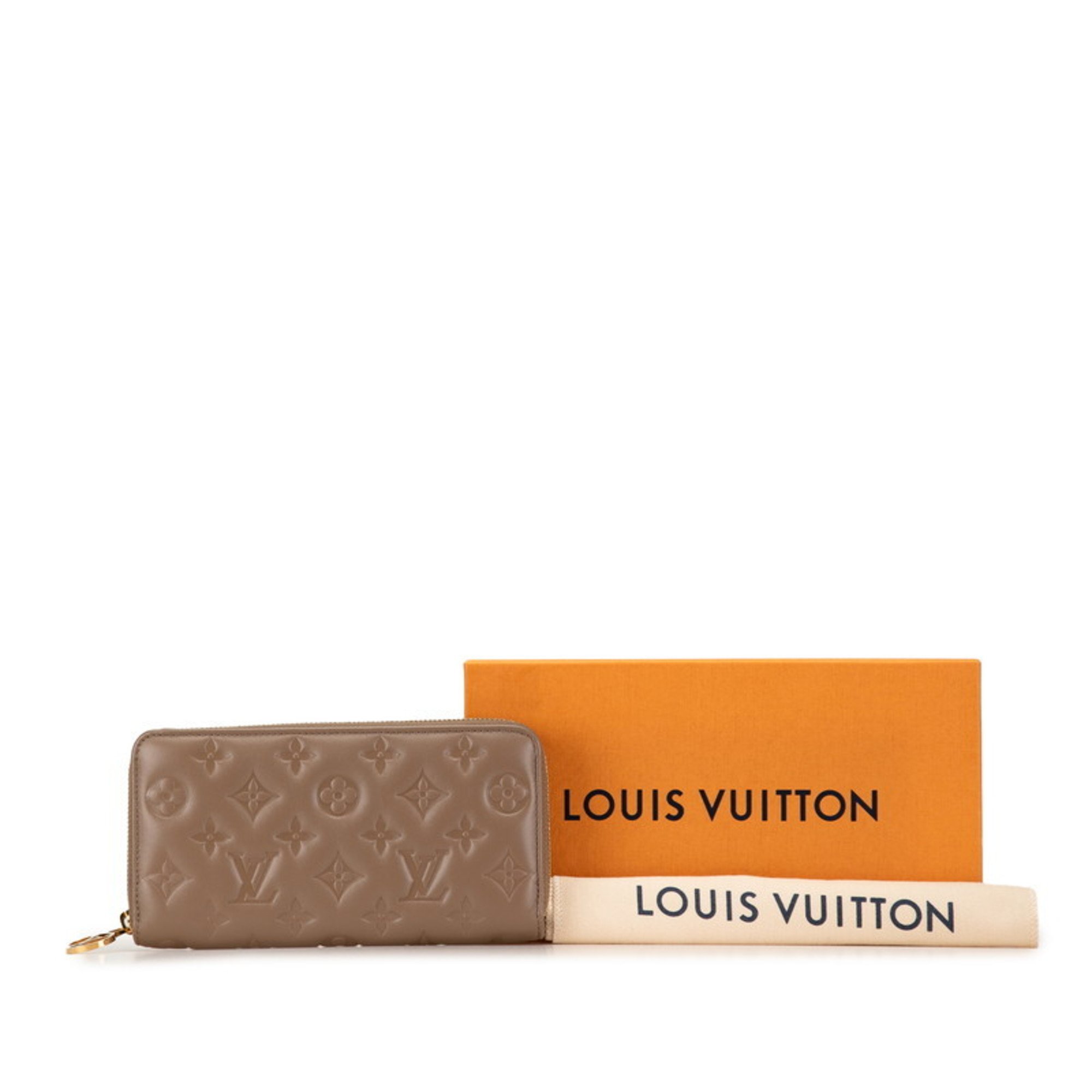 Louis Vuitton Monogram Embossed Zippy Wallet Long M81511 Taupe Beige Lambskin Women's LOUIS VUITTON