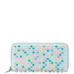 Christian Louboutin Panettone Studded Round Long Wallet Light Blue Multicolor Leather Women's