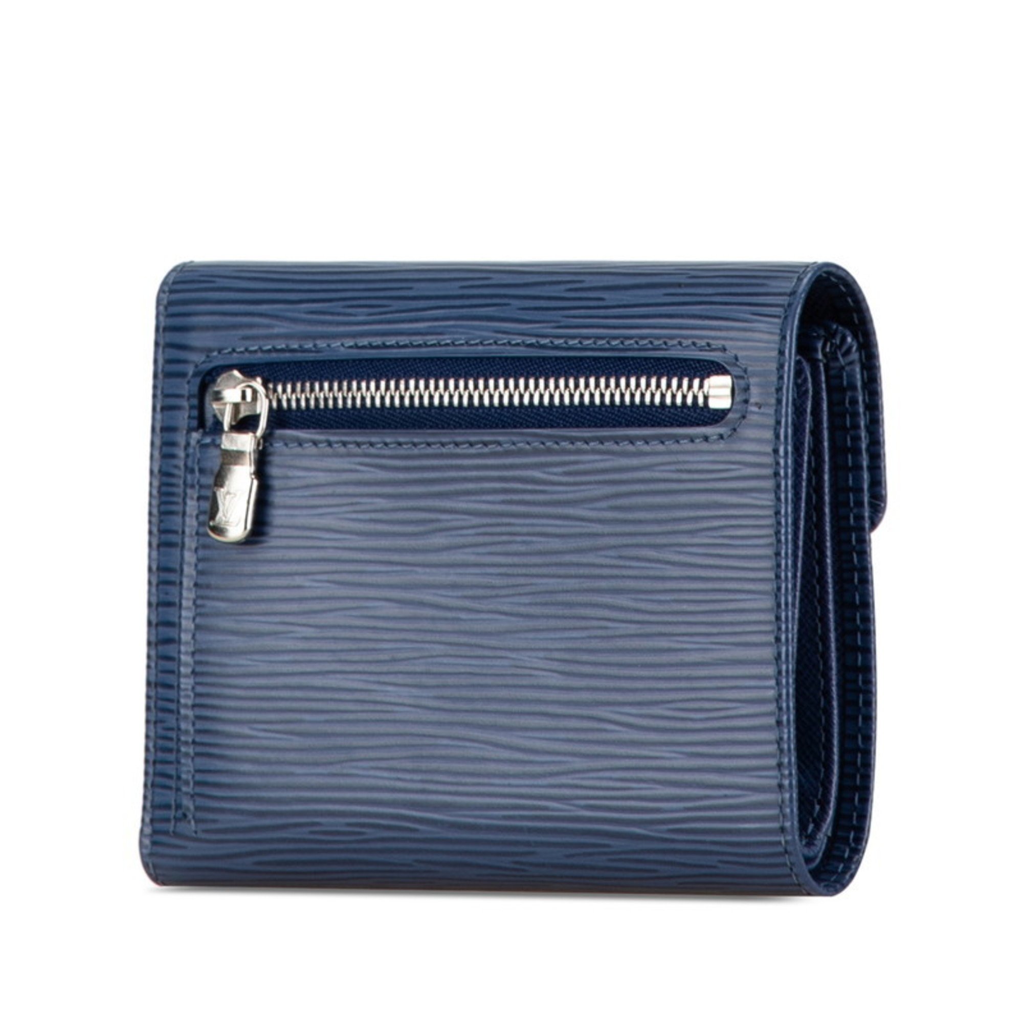 Louis Vuitton Epi Portefeuille Koala Tri-fold Wallet M5801G Blue Silver Leather Women's LOUIS VUITTON