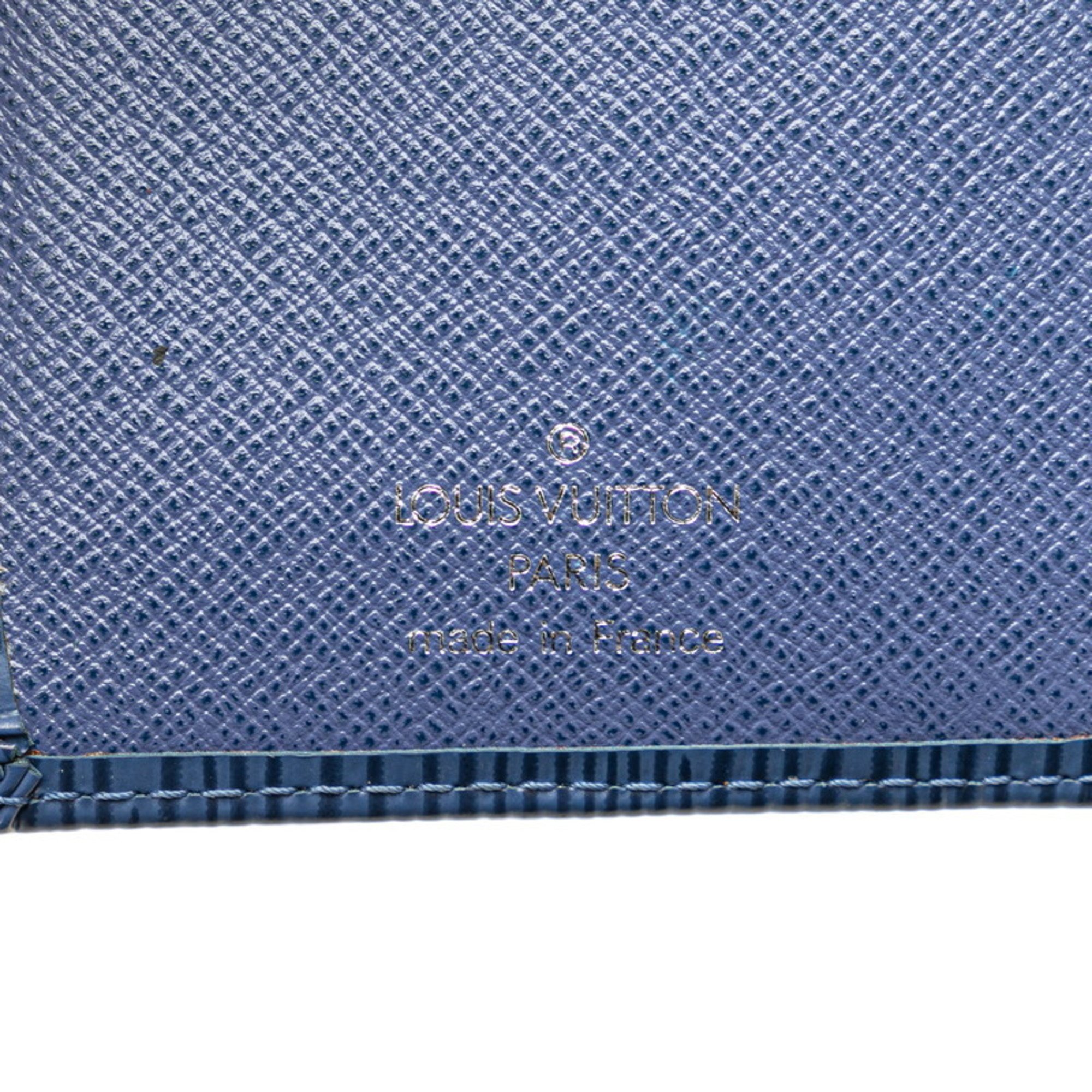 Louis Vuitton Epi Portefeuille Koala Tri-fold Wallet M5801G Blue Silver Leather Women's LOUIS VUITTON