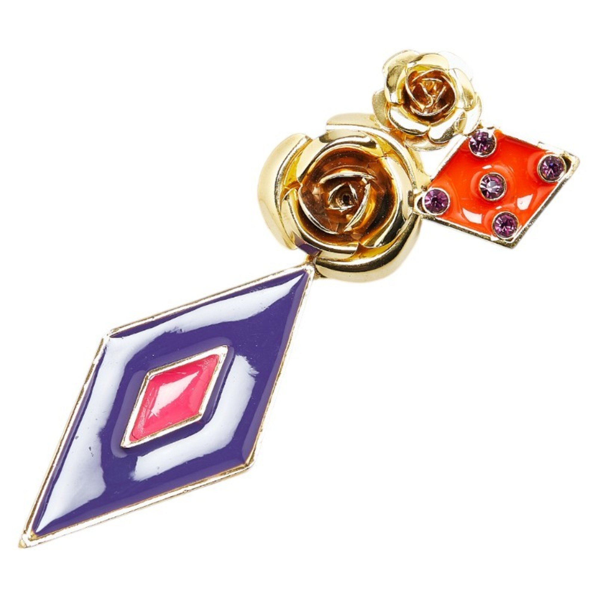 Versace Brooch Gold Multicolor Plated Rhinestones Women's VERSACE