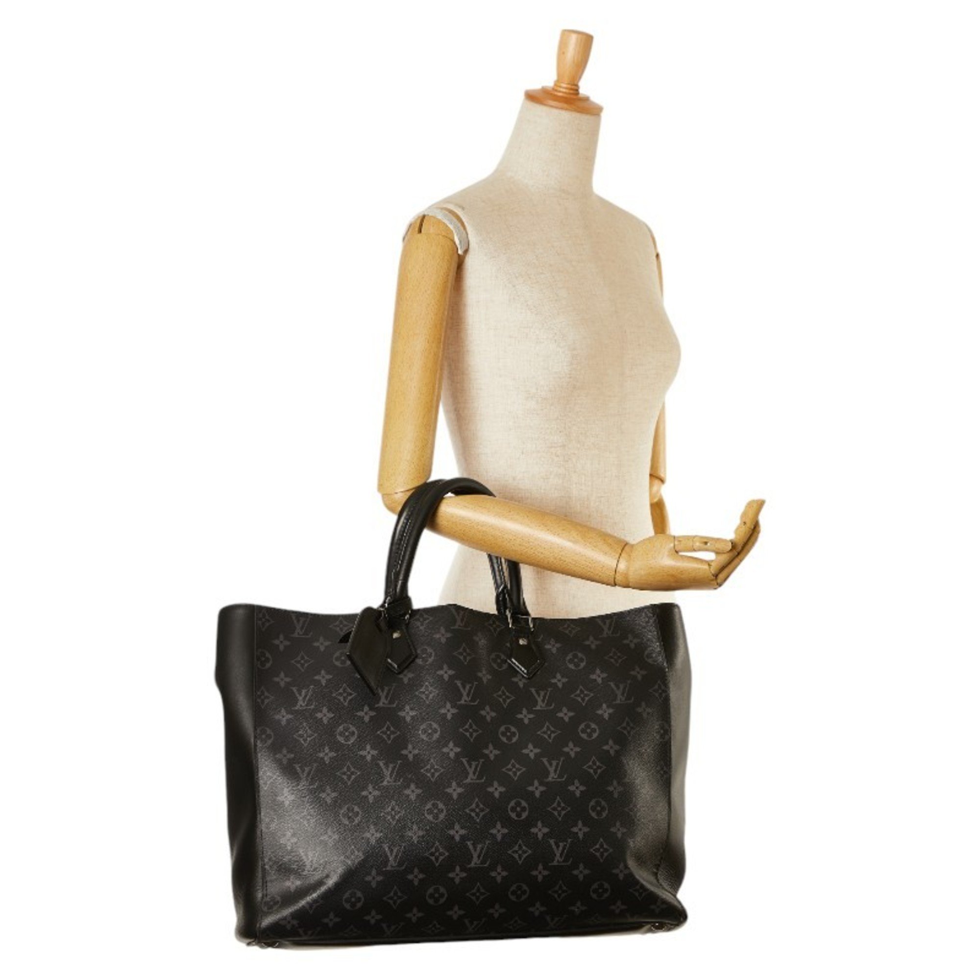 Louis Vuitton Monogram Eclipse Grand Sac Handbag M44733 Black PVC Leather Women's LOUIS VUITTON