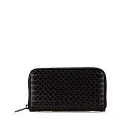 Bottega Veneta Intrecciato Long Wallet Black Leather Women's BOTTEGAVENETA