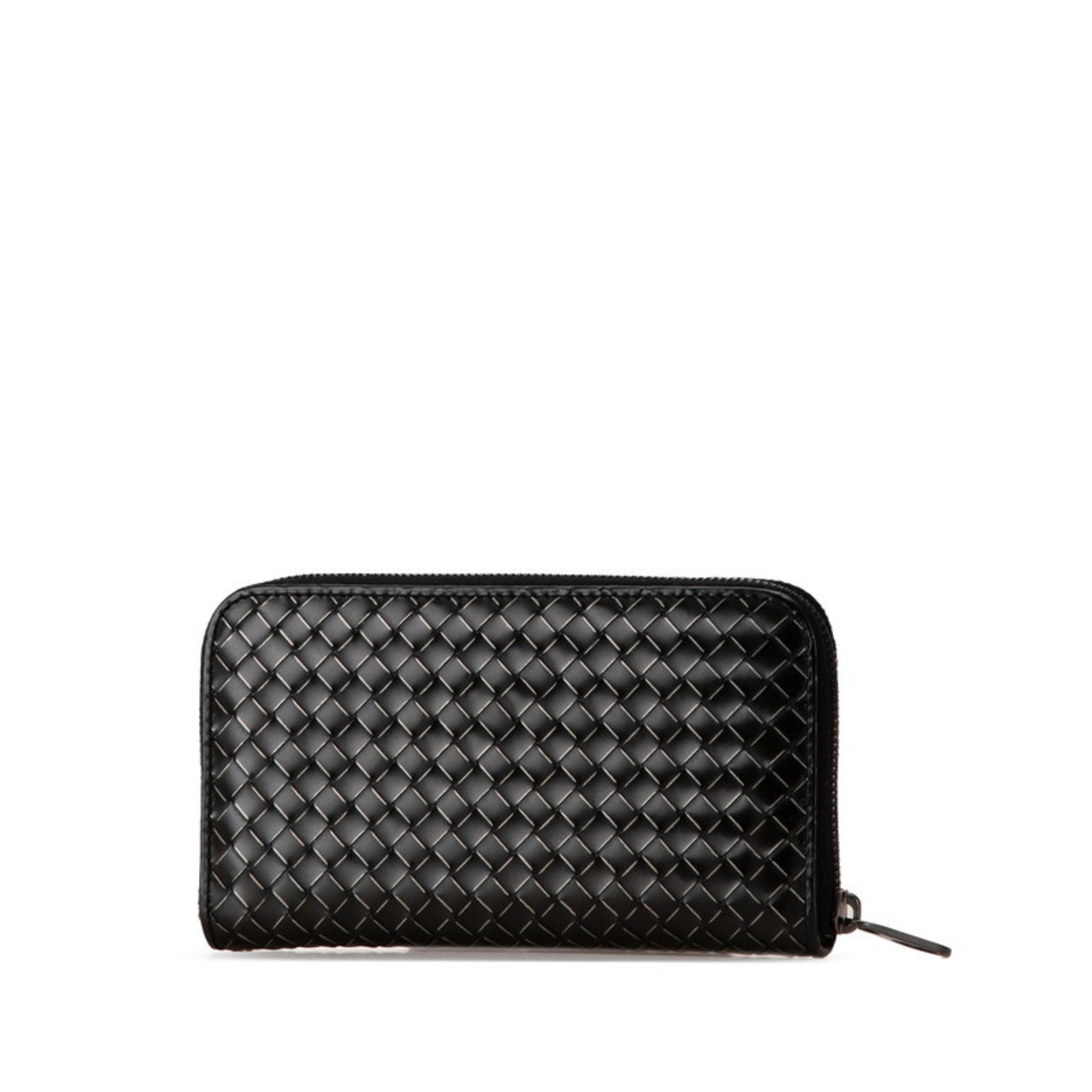 Bottega Veneta Intrecciato Long Wallet Black Leather Women's BOTTEGAVENETA