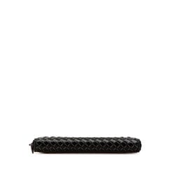 Bottega Veneta Intrecciato Long Wallet Black Leather Women's BOTTEGAVENETA