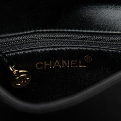 Chanel Coco Mark Square Shoulder Bag Black Satin Women's CHANEL