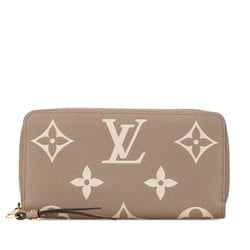 Louis Vuitton Monogram Empreinte Bicolor Zippy Wallet Round Long Tourterelle Clay Gray Calf Leather Women's LOUIS VUITTON