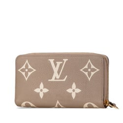 Louis Vuitton Monogram Empreinte Bicolor Zippy Wallet Round Long Tourterelle Clay Gray Calf Leather Women's LOUIS VUITTON