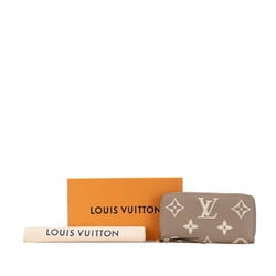 Louis Vuitton Monogram Empreinte Bicolor Zippy Wallet Round Long Tourterelle Clay Gray Calf Leather Women's LOUIS VUITTON