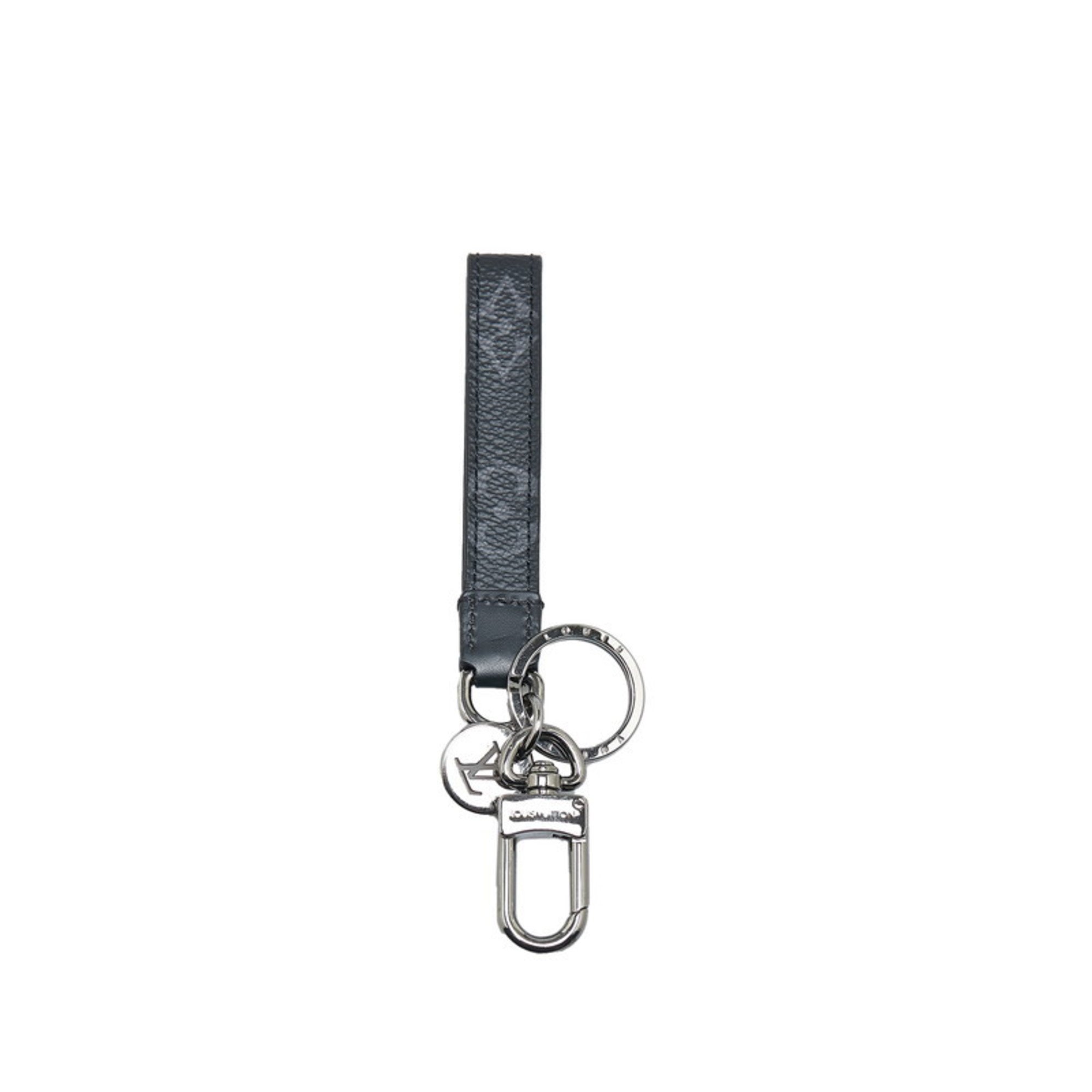 Louis Vuitton Monogram Eclipse Portecle Dragonne Key Holder Ring M61950 Black Leather Women's LOUIS VUITTON