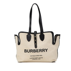 Burberry Tote Bag Shoulder 8031318 Natural Black Canvas Leather Women's BURBERRY