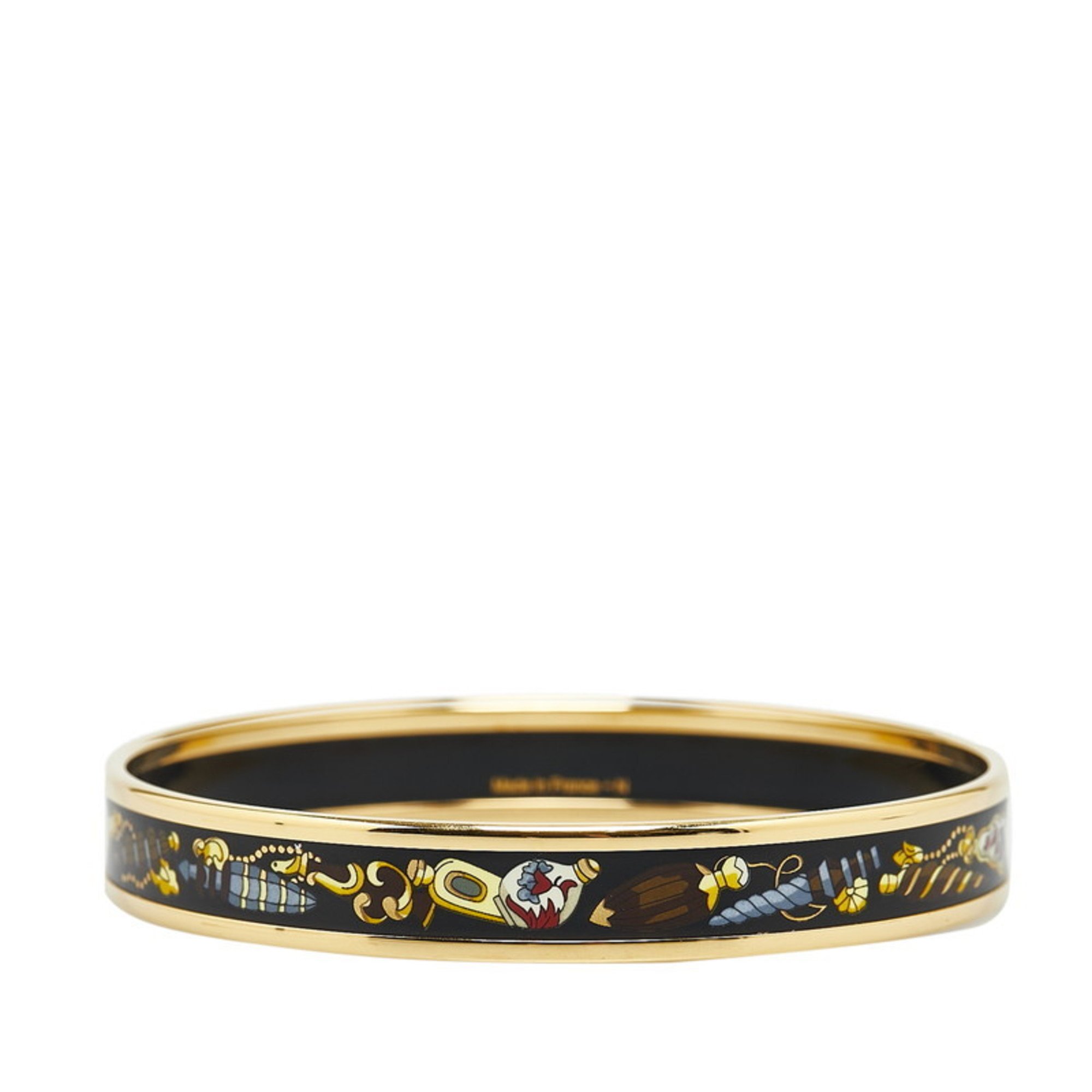 Hermes Enamel PM Cloisonne Bangle Gold Multicolor Plated Women's HERMES