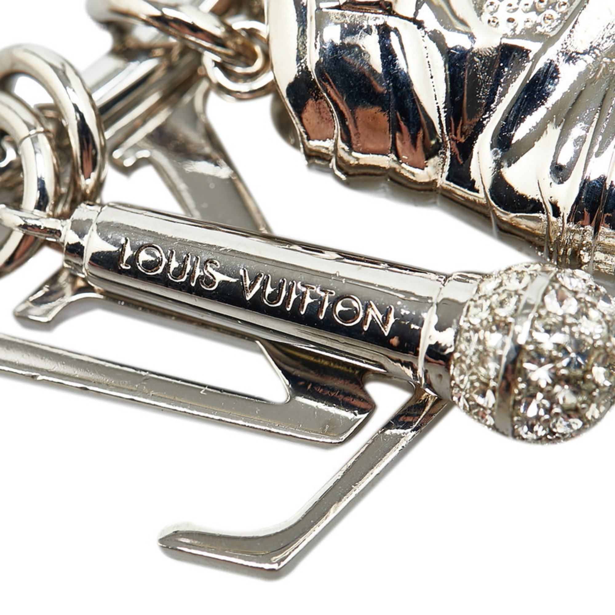 Louis Vuitton Porte Cle Round Ring Key Holder M68854 Silver Metal Women's LOUIS VUITTON