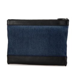 Balenciaga Navy Clip M Clutch Bag Indigo Blue Black Denim Leather Women's BALENCIAGA