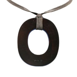 Hermes Ism Necklace Brown Blue Buffalo Horn Women's HERMES