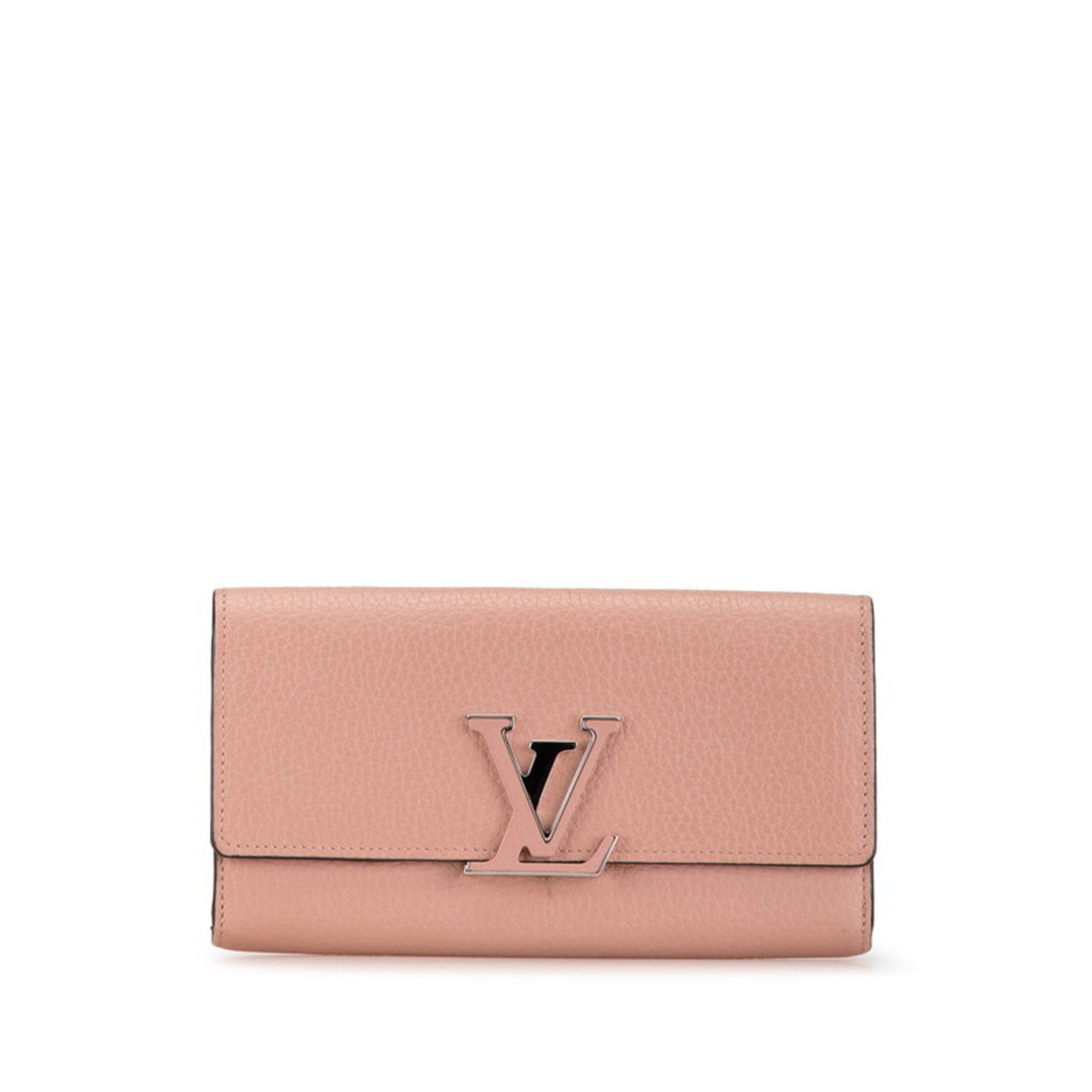 Louis Vuitton Portefeuille Capucines Long Wallet M61250 Pink Leather Women's LOUIS VUITTON