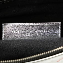 Balenciaga Print Clutch Bag Silver Red Leather Women's BALENCIAGA