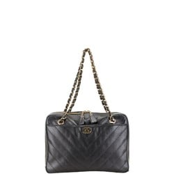 Chanel V-stitch Coco Mark Chain Shoulder Bag Black Lambskin Women's CHANEL