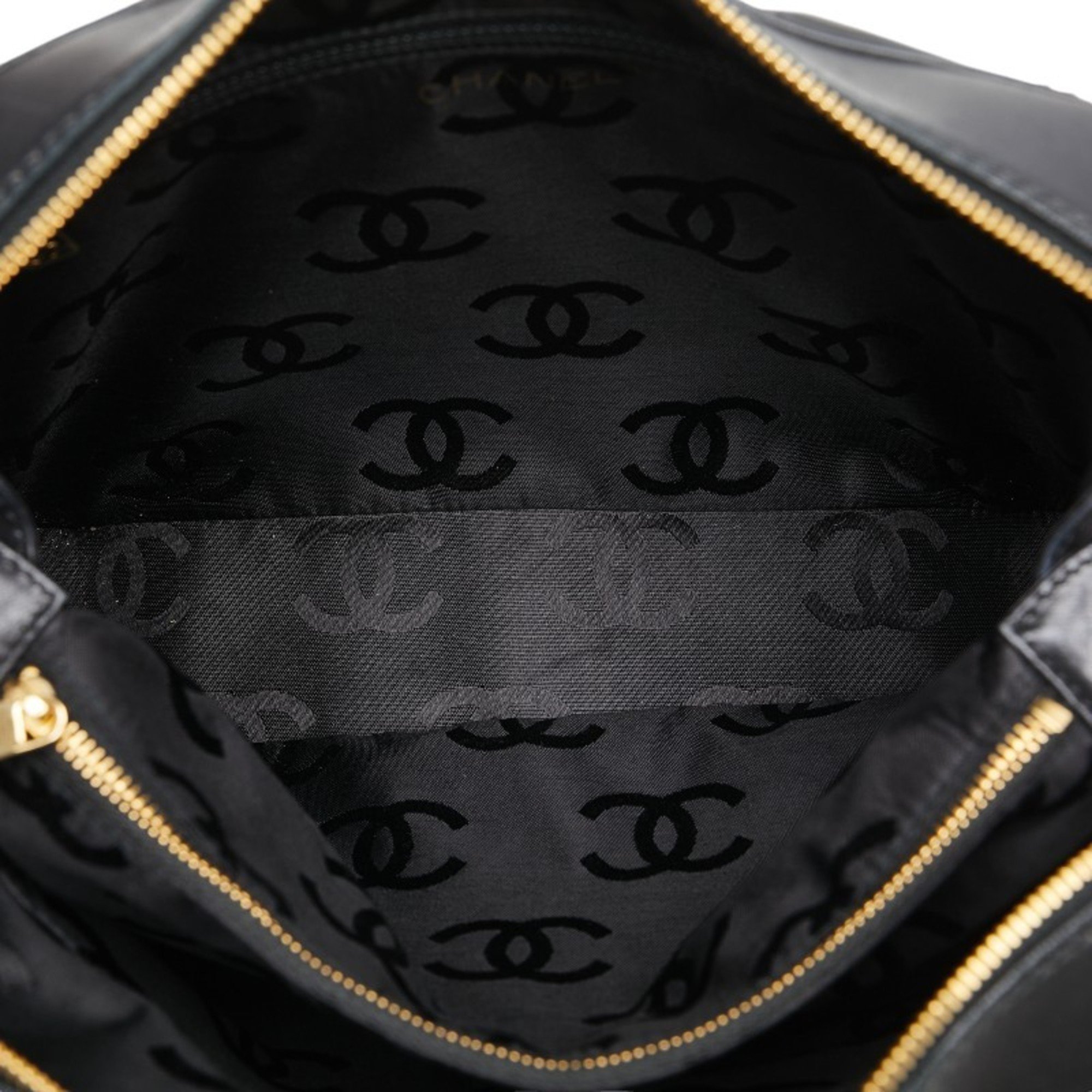 Chanel V-stitch Coco Mark Chain Shoulder Bag Black Lambskin Women's CHANEL