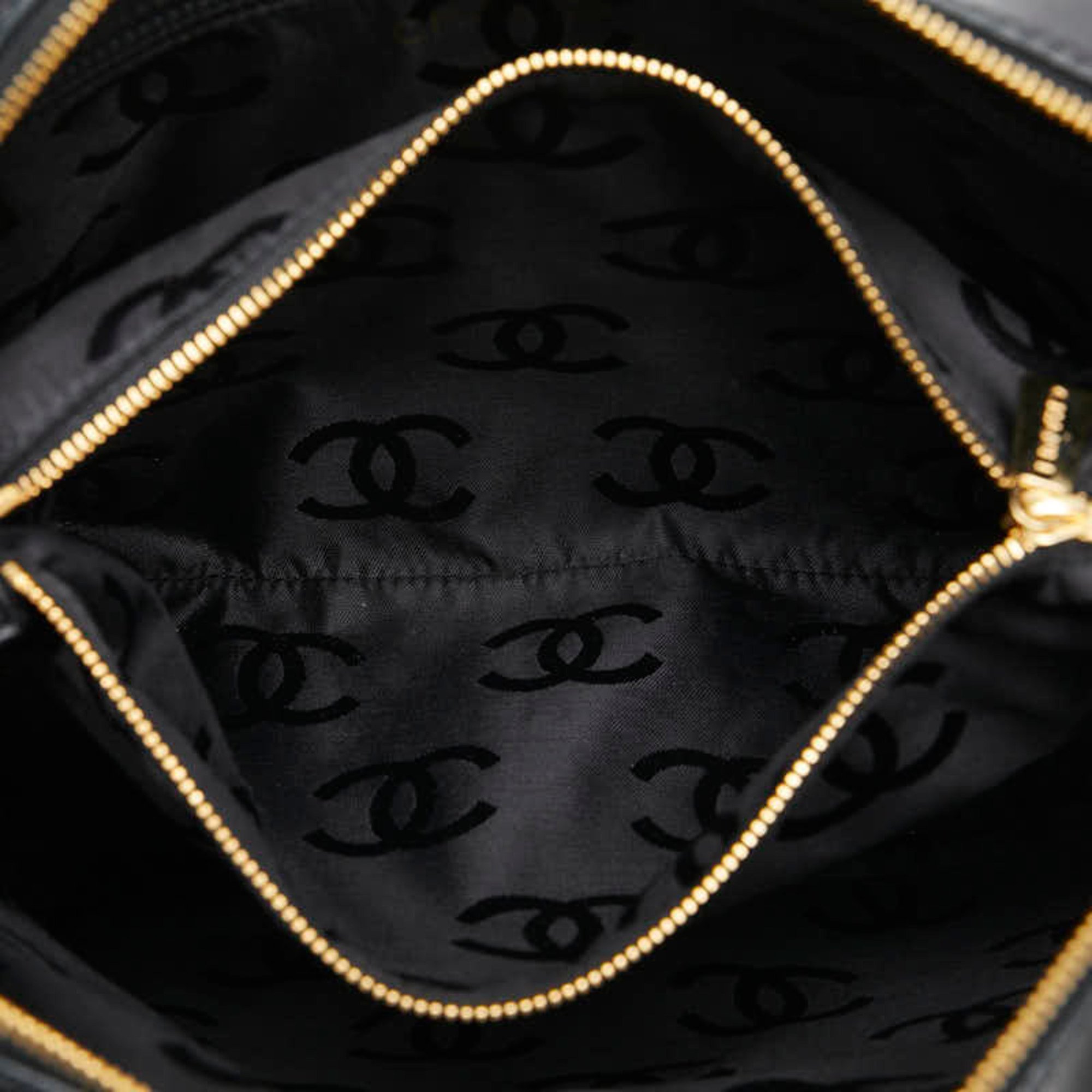 Chanel V-stitch Coco Mark Chain Shoulder Bag Black Lambskin Women's CHANEL