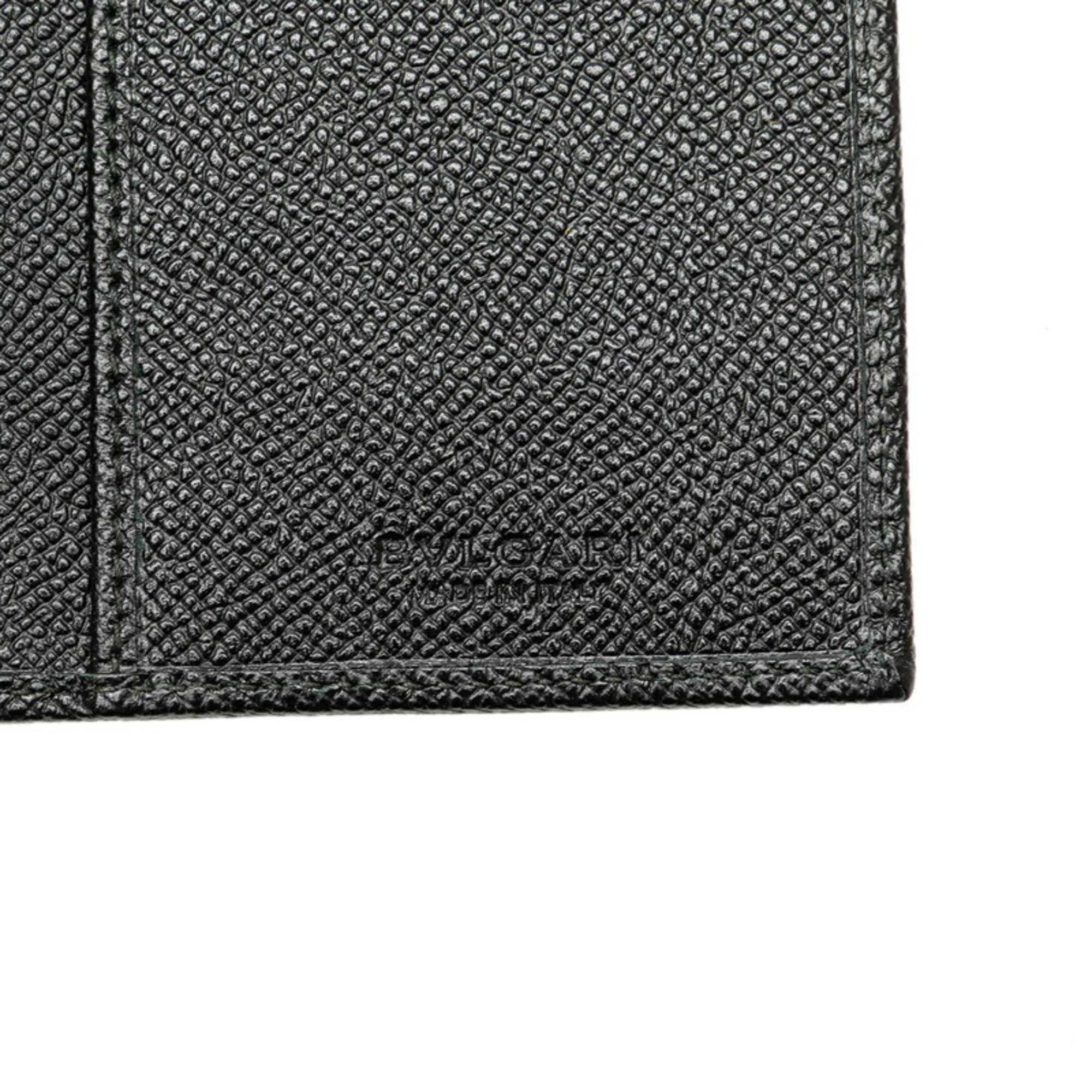 BVLGARI Classico Long Wallet Black Leather Women's