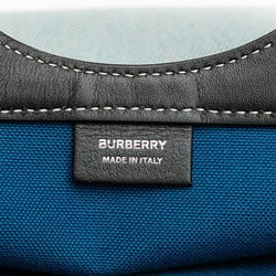 Burberry Pocket Bag Handbag Shoulder Blue Black Canvas Leather Women's BURBERRY