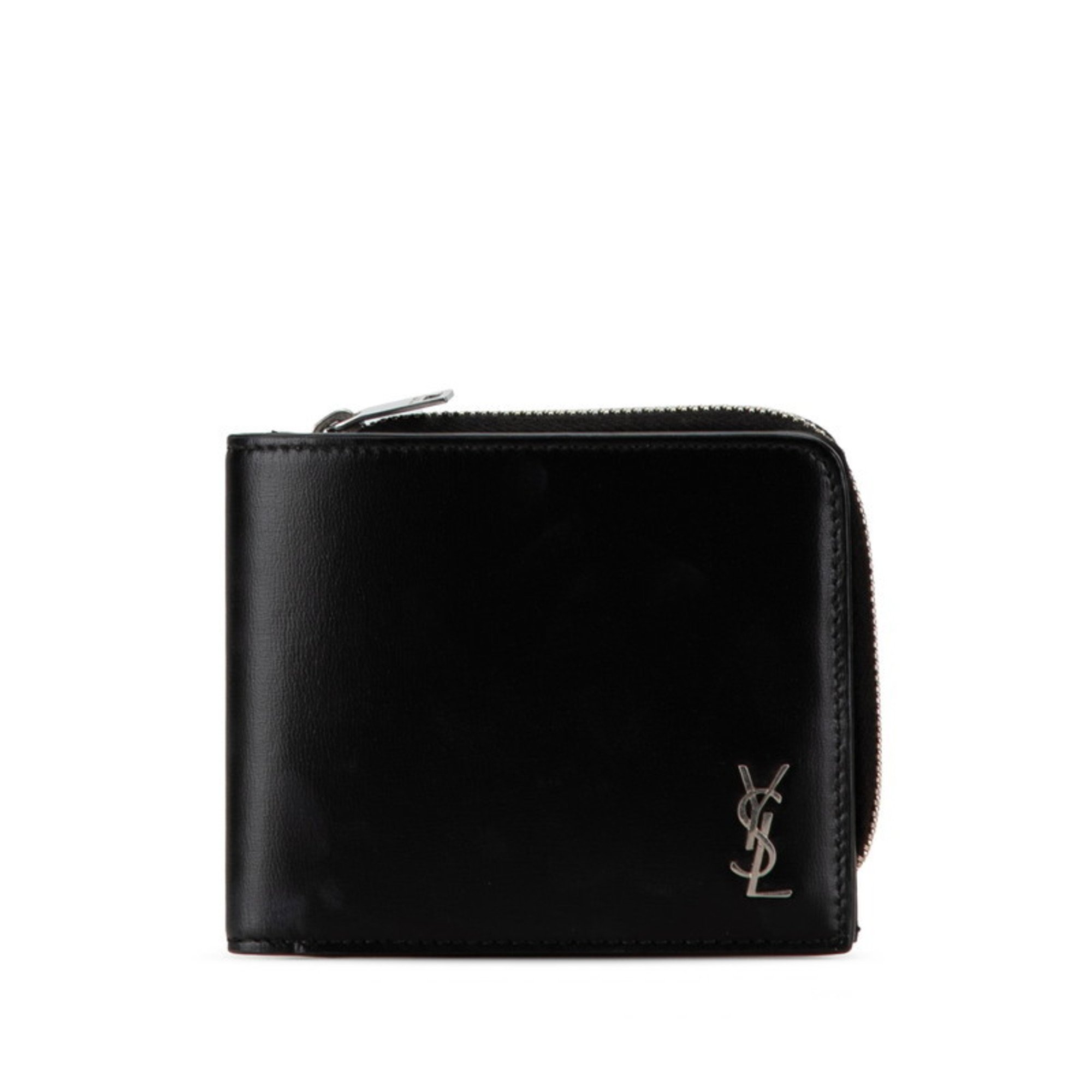 Saint Laurent Tiny Monogram East West Wallet Bi-fold 644587 Black Leather Men's SAINT LAURENT