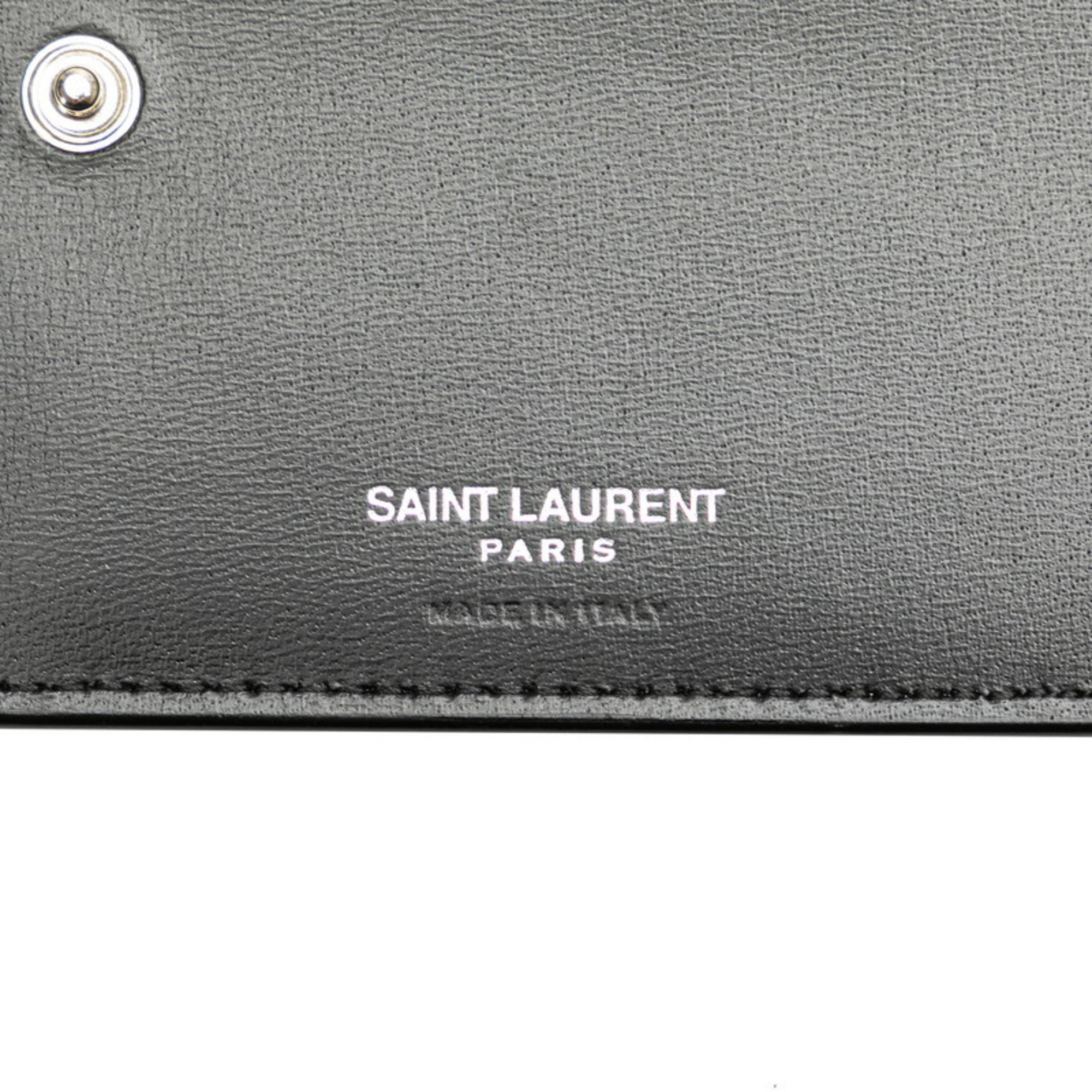 Saint Laurent Tiny Monogram East West Wallet Bi-fold 644587 Black Leather Men's SAINT LAURENT