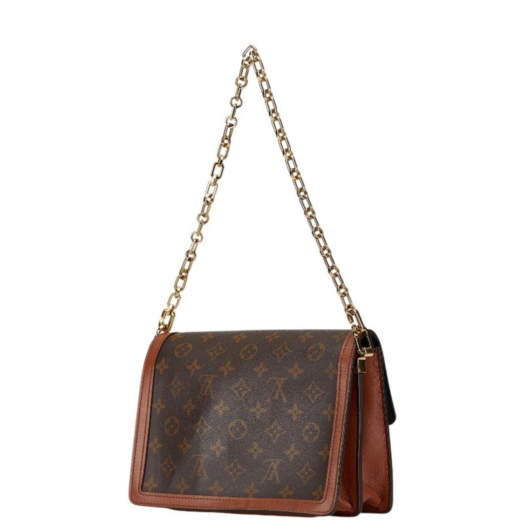 Louis Vuitton Monogram Reverse Dauphine MM Chain Shoulder Bag M45958 Brown PVC Leather Women's LOUIS VUITTON