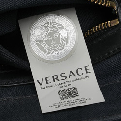 Versace handbag tote bag navy canvas leather women's VERSACE