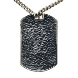 Louis Vuitton Monogram Eclipse Collier Plaque Necklace M63640 Silver Metal Women's LOUIS VUITTON