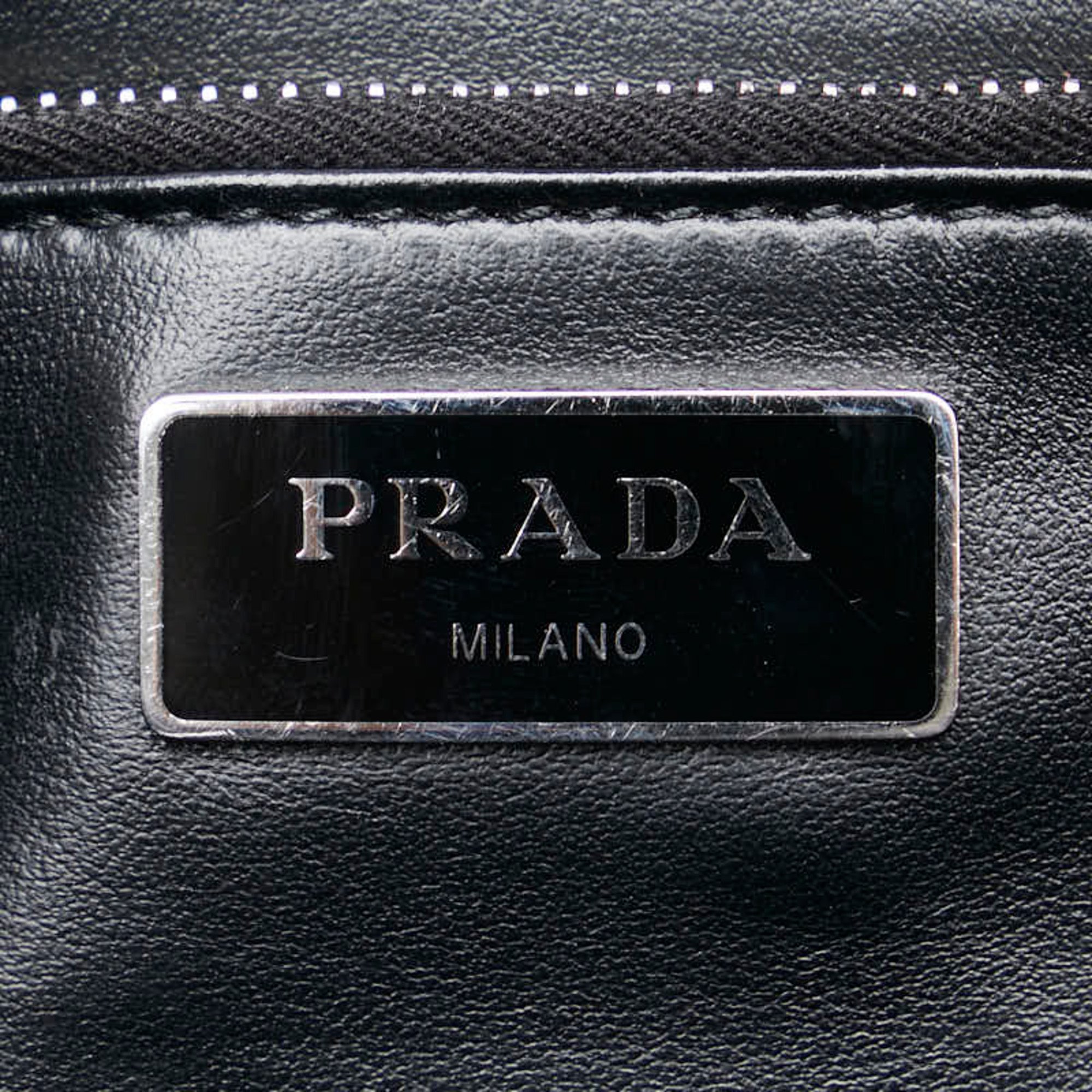 Prada Pochette Shoulder Bag 1BD295 Black Nylon Leather Women's PRADA