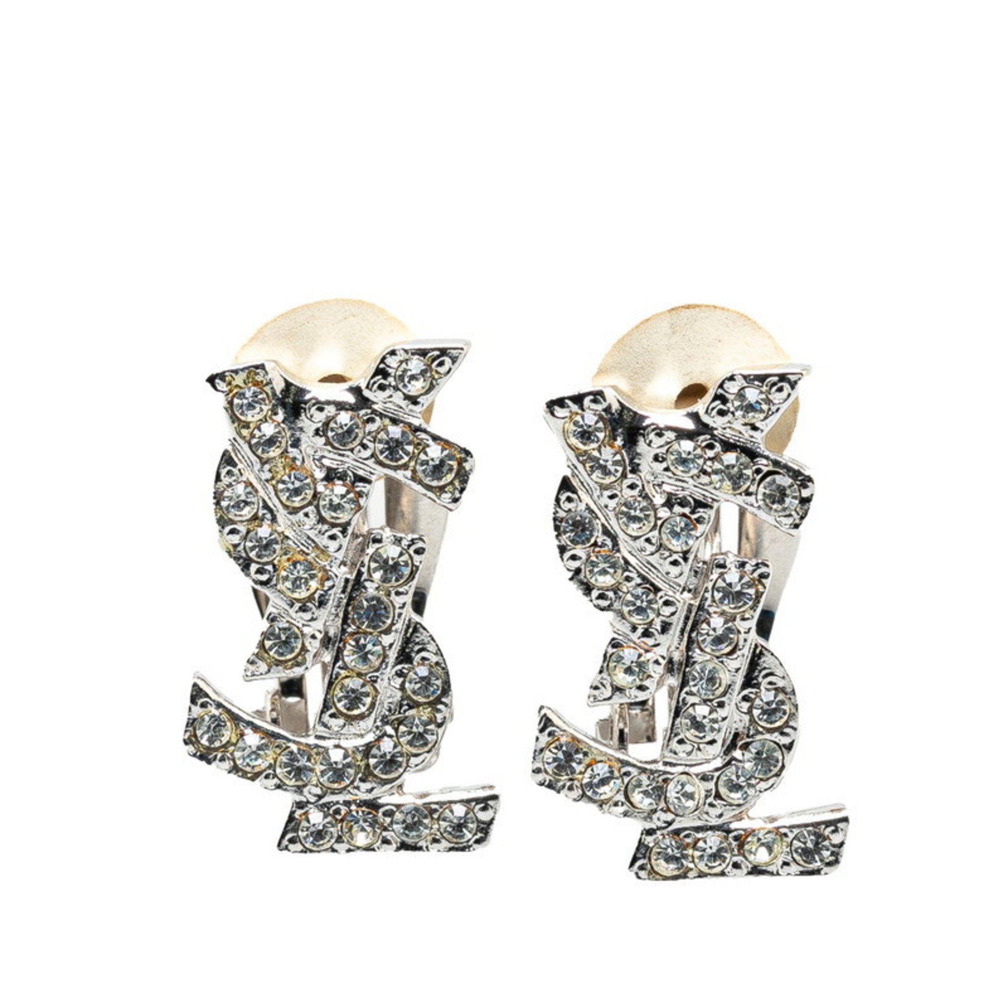 Yves Saint Laurent Rhinestone Earrings Silver Metal Women's YVES SAINT LAURENT